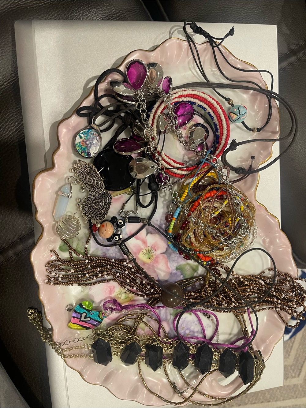 Mixed Costume Jewelry Lot - Pink, Purple & Multicolor Pieces